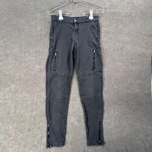 Banana Republic Women 6 Utility Skinny Jeans Asphalt Gray Moto Zipper Accents‎